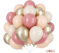 Palloncini rosa polveroso, 30,5 cm, 60 pezzi, rosa polveroso, metallizzati, cromati, oro, beige, nude, per compleanni, baby shower, matrimoni, decorazioni per feste di nozze
