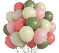 Palloncini rosa verde, 60 pezzi retrò blush rosa salvia verde blu rosa chiaro giallo bianco lattice palloncini 12 pollici boho beige festa palloncino per matrimonio sposa doccia compleanno bambino in