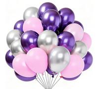 Palloncini Rosa Viola, Set da 60 pezzi da 12 pollici in Rosa, Metallizzato Lilla e Argento Metallizzato per Compleanni Matrimoni Feste Baby Shower