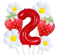 Palloncini rossi a fragola da 100 cm rosso numero 2 palloncini in lamina di fragola per ragazze 2 ° fragola a tema festa di compleanno forniture per decorazioni