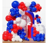 Palloncini rossi bianchi e blu, 129 palloncini in lattice rosso e blu, diverse dimensioni per il 4 luglio, palloncini patriottici, decorazioni per feste di compleanno e lauree