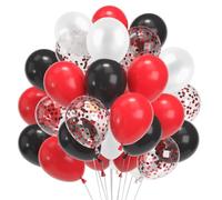 Palloncini rossi, bianchi e neri, 60 palloncini in lattice con coriandoli rossi, bianchi, palloncini a elio da 30,5 cm, per pirati, compleanno, Halloween, San Valentino, fidanzamento, matrimonio