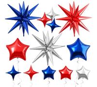 Palloncini rossi blu argento 22 18 10 Nel 4 luglio Navy patriottico Royal Blue Red Explosion Star Foil Balloon per USA 250 ° anniversario 4 luglio Giorno dell'Indipendenza Memorial Compleanno Grad