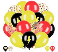 Palloncini Rossi Gialli Neri, 22pcs Palloncini Rossi Neri, Neris Rossis Confetti Palloncino, Palloncino Fulmineo, Palloncinis Compleanno Colorati, per Auto Tema Compleanno