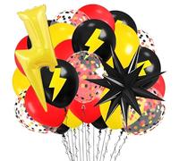 Palloncini Rossi Gialli Neri, 37pcs Rosso Giallo Nero Palloncini Set, Palloncino Stelle Esplosive, Palloncino Fulmine, Palloncinis Rossi Neri, Neris Rossis Confetti Palloncinis