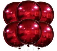 Palloncini rossi metallizzati da 50 cm, confezione da 6 palloncini rotondi in mylar rossi a 360 gradi, con finitura a specchio, colore rosso metallizzato per feste di compleanno, palloncini rossi