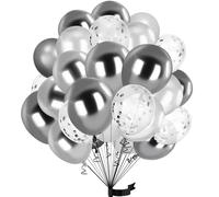 Palloncini Rosso Bianco 30 Pezzi,12 Pollici Palloncini Metallizzati in Lattice, Palloncini Coriandoli per Compleanno Matrimonio Anniversario Baby Shower Laurea Decorazione