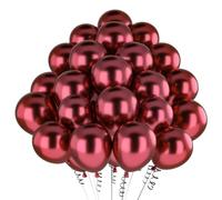 Palloncini Rosso Metallizzati,50 Pezzi 12 Pollici Rosso Metallizzati Opaco Cromati In Lattice ad Elio per Feste di Compleanno Atrimonio Laurea Addio Nubilato Anniversario Decorazioni