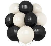 Palloncini rotondi in alluminio bianco e nero, 20 pezzi, a forma rotonda, 45,7 cm, per compleanni, matrimoni, addio al nubilato, decorazioni per feste di addio al nubilato