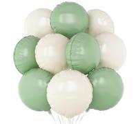 Palloncini rotondi in lamina color verde salvia, bianco crema, 20 pezzi, 45,7 cm, palloncini a elio per baby shower, compleanni, anniversari, matrimoni, decorazioni per feste