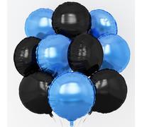 Palloncini rotondi in lamina nera e blu, 20 palloncini rotondi da 45,7 cm, palloncini a elio per bambini, compleanni, baby shower, laureati, decorazioni per feste