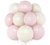 Palloncini rotondi in lamina rosa, bianchi, 20 pezzi, rosa chiaro, crema, bianco, palloncini rotondi a forma di elio, 45 cm, per baby shower, compleanni, anniversari, matrimoni, decorazioni per feste