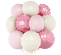 Palloncini rotondi in lamina rosa, bianchi, 20 pezzi, rosa chiaro, crema, bianco, palloncini rotondi a forma di elio, 45 cm, per baby shower, compleanni, anniversari, matrimoni, decorazioni per feste