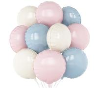 Palloncini rotondi in lamina rosa, blu e bianchi, 20 palloncini a forma rotonda, 45 cm, palloncini a elio per baby shower, compleanni, anniversari, matrimoni, decorazioni per feste