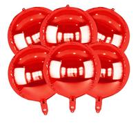Palloncini rotondi rossi metallizzati, 55,9 cm, grandi sfere 4D, in Mylar, 6 pezzi, per compleanni, lauree, balli, matrimoni, anniversari, discoteche, decorazioni per feste