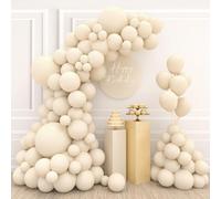Palloncini Sabbia Bianca, Kit Arco 110 Palloncini Beige Crema per Compleanno, Battesimo, Baby Shower Decor (18/12/10/5 Pollici)