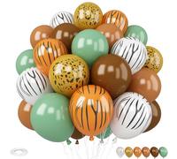 Palloncini safari nella giungla, 30 palloncini marroni e verdi da 30,5 cm, con stampa di zebra, in lattice, per ragazzi e ragazze, feste di compleanno, baby shower, safari nella giungla, decorazioni