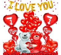Palloncini San Valentino Decorazioni, Palloncini Cuore Rosso, Palloncini Amore Orso, I LOVE YOU Palloncino, Petali di Rosa Finti Rossi, Kit San Valentino Decorazioni, Regali Anniversario Matrimonio