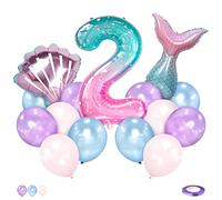 Palloncini Sirena 2 Anni 101 Cm Giganti Palloncino Numero 2 Colorati Palloncini Foil Ragazza Sirena Coda Sirena Decorazioni Compleanno Bambina 2 Anni (Arcobaleno)