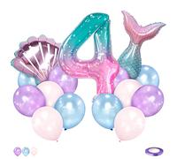 Palloncini Sirena 4 Anni 101 Cm Giganti Palloncino Numero 4 Colorati Palloncini Foil Ragazza Sirena Coda Sirena Decorazioni Compleanno Bambina 4 Anni (Arcobaleno)