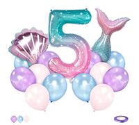 Palloncini Sirena 5 Anni 101 Cm Giganti Palloncino Numero 5 Colorati Palloncini Foil Ragazza Sirena Coda Sirena Decorazioni Compleanno Bambina 5 Anni (Arcobaleno)