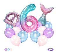 Palloncini Sirena 6 Anni 101 Cm Giganti Palloncino Numero 6 Colorati Palloncini Foil Ragazza Sirena Coda Sirena Decorazioni Compleanno Bambina 6 Anni (Arcobaleno)