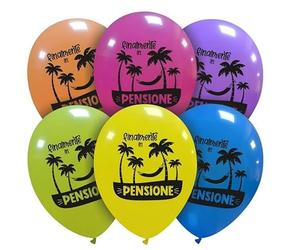 Palloncini Stampati 100 pz, Biodegradabili, 100% Lattice, Feste, Multicolore Ideali per essere gonfiati a Elio (Palloncini Pensionamento Multicolore)
