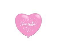 Palloncini Stampati Scritta Nascita Lattice A Cuore Rosa Bimba - Cf. 100