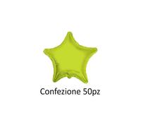 Palloncini Stella Verde Lime standard shape 18" (45cm) in mylar, 50pz.