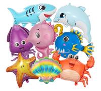 Palloncini Tema Mare, 8 PCS Animali Marini Palloncini Foil, Compleanno Tema Marino, Feste per Bambini Palloncini Con Pellicola Di Alluminio Dei Cartoni Animati, Adatto ai Bambini
