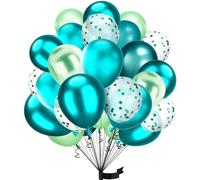 Palloncini Verde Bianco 30 Pezzi,12 Pollici Palloncini Metallizzati in Lattice, Palloncini Coriandoli per Compleanno Matrimonio Anniversario Baby Shower Laurea Decorazione