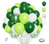 Palloncini verde bianco, 65 pezzi, 12 pollici, 5 pollici, in lattice, verde mela, bianco, con strisce per compleanno, matrimonio, Natale, Pasqua, battesimo, EID decorazione