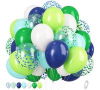 Palloncini verde blu, 12 pollici, verde scuro, frutta verde, blu navy, palloncini in lattice, palloncini con verde blu, coriandoli, palloncini per calcio, dinosauro, giungla, safari, temi di