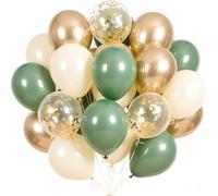 Palloncini Verde Oro, 60 Pezzi Palloncini Verde Salvia Bianco, Palloncini Verde Eucalipto, Palloncini Compleanno Verde Bianco Oro Coriandoli Palloncini in Lattice per Compleanno, Decorazione