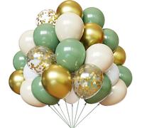 Palloncini verde oro bianco 50 pezzi 12 pollici SKYIOL palloncini in lattice verde con coriandoli dorati palloncini metallizzati per compleanno, matrimonio, battesimo, festa della gioventù, Natale