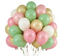 Palloncini Verde Rosa Beige, 60 Pezzi Palloncini Rosa Verde Salvia in Lattice, 12 Pollici Palloncini ad Elio Verde Salvia Albicocca Rosa Antico, Palloncini Metallici Beige Oro per Ghirlanda di
