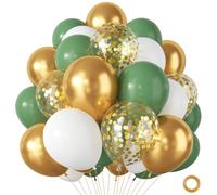 Palloncini Verde Salvia e Oro, 100 Pezzi Palloncini Battesimo Verdi, Bianchi Addobbi Battesimo per Compleanno Bimbo Baby Shower Laurea Feste Matrimonio Gender reveal Anniversario Fidanzamento