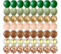 Palloncini verde salvia marrone, confezione da 60 palloncini safari da 30,5 cm, verde oliva e oro, con stampa animale, per feste di compleanno selvaggia nella giungla, baby shower, caccia per ragazzi