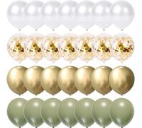Palloncini Verde Salvia Oro Bianchi Sipeayan 60 Pezzi 30 cm Palloncino Verdi Oliva Dorati Bianco Coriandoli Metallizzato Palloncini Lattice per Compleanno Matrimonio Baby Shower Battesimo Decorazione