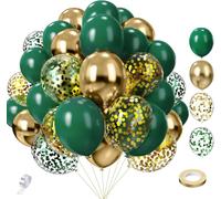 Palloncini verdi e oro, 65 pezzi, 12 pollici, 5 pollici, colore verde scuro, con coriandoli, metallizzati, per compleanno, matrimonio, laurea, EID Ramadan
