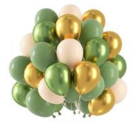 Palloncini Verdi Oro, 60 Pezzi Palloncini Verde Salvia, Palloncino Verdi Oliva, Verdi Avocado Lattice Palloncino, Palloncini Oro Metallizzato per Matrimonio Compleanno Battesimo Festa Decorazioni