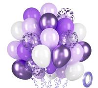 Palloncini Viola, 30 Macaron Violas-Opaco Palloncino, Lavanda Metallizzata Viola Coriandoli Bianco Elio per Ragazze Donne Compleanno Matrimonio Laurea Fidanzamento Principessa Baby Shower