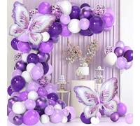 Palloncini Viola Arco Compleanno Farfalla Sfumato Decorazioni Compleanno Viola, Decorazioni per Feste di Compleanno Festone di compleanno Happy Birthday per Tende con Frange di Lamina