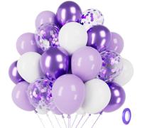 Palloncini Viola Bianchi, 60 Pezzi Lattice Palloncino Compleanno,Viola, Bianco,Viola Metallizzato,Palloncini con Paillettes,per Addobbi Compleanno San Valentino Battesimo Matrimonio Anniversario