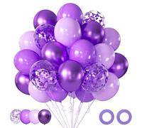 Palloncini viola confezione da 60, palloncini viola con coriandoli metallizzati, palloncini in lattice macaron per decorazioni da principessa per matrimoni