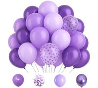 Palloncini viola e bianchi, confezione da 100 - 30,5 cm lilla scuro metallizzato viola palloncini in lattice bianco palloncini coriandoli palloncini per feste, compleanni, matrimoni, giungla, baby