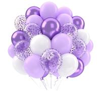 Palloncini Viola Lilla Bianchi, 52 Pezzi 12 Pollici Palloncini Pastello Lilla Metallizzati, Elio Palloncini Compleanno Matrimonio Anniversario Baby Shower Feste Decorazioni