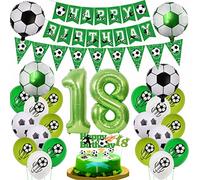 Palloncino 18 Anni compleanno calcio, Palloncino Verde 18 Anni Ragazzo Calcio, 18 Palloncini Foil da Calcio Verde, 18 Anni Calcio Decorazioni Torta Compleanno, 18 Anni Palloncini Feste Calcio
