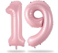 Palloncino 19° compleanno, decorazione rosa pastello 40 pollici numero 19 palloncini giganti rosa chiaro palloncino numeri 1 e 9 elio palloncino per ragazze donne 19 anni decorazione compleanno