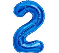 Palloncino 2° Compleanno Numero 2 Gigante Blu, Palloncino XXL di 100 cm. Decorazione Secondo Compleanno Bimbo. Ad Aria o ad Elio